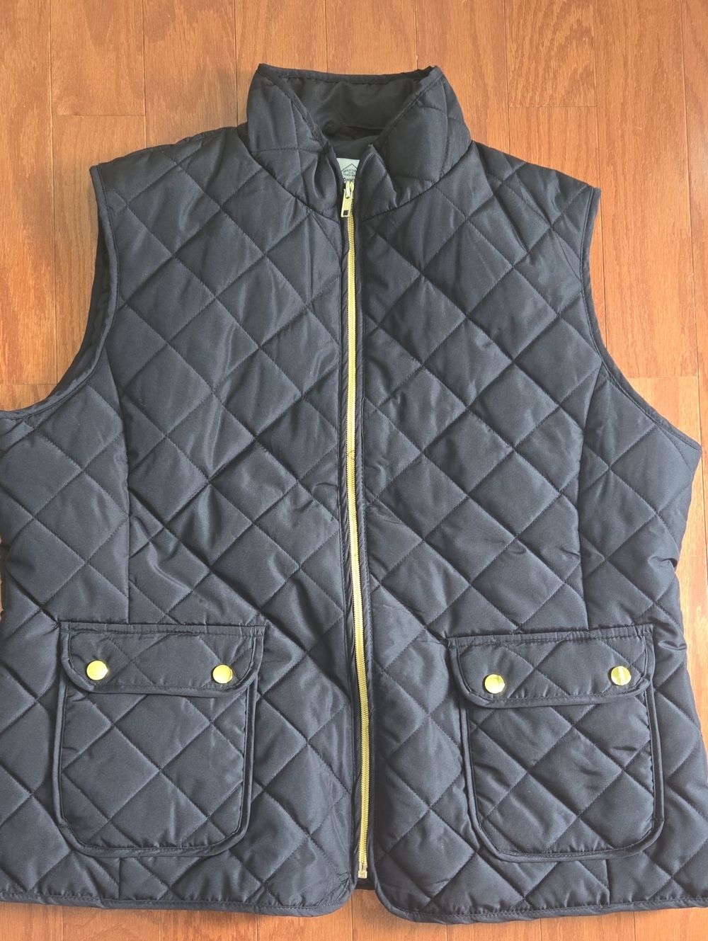 St. John's Bay Navy Quilted Sleeveless Vest with Gold Accents